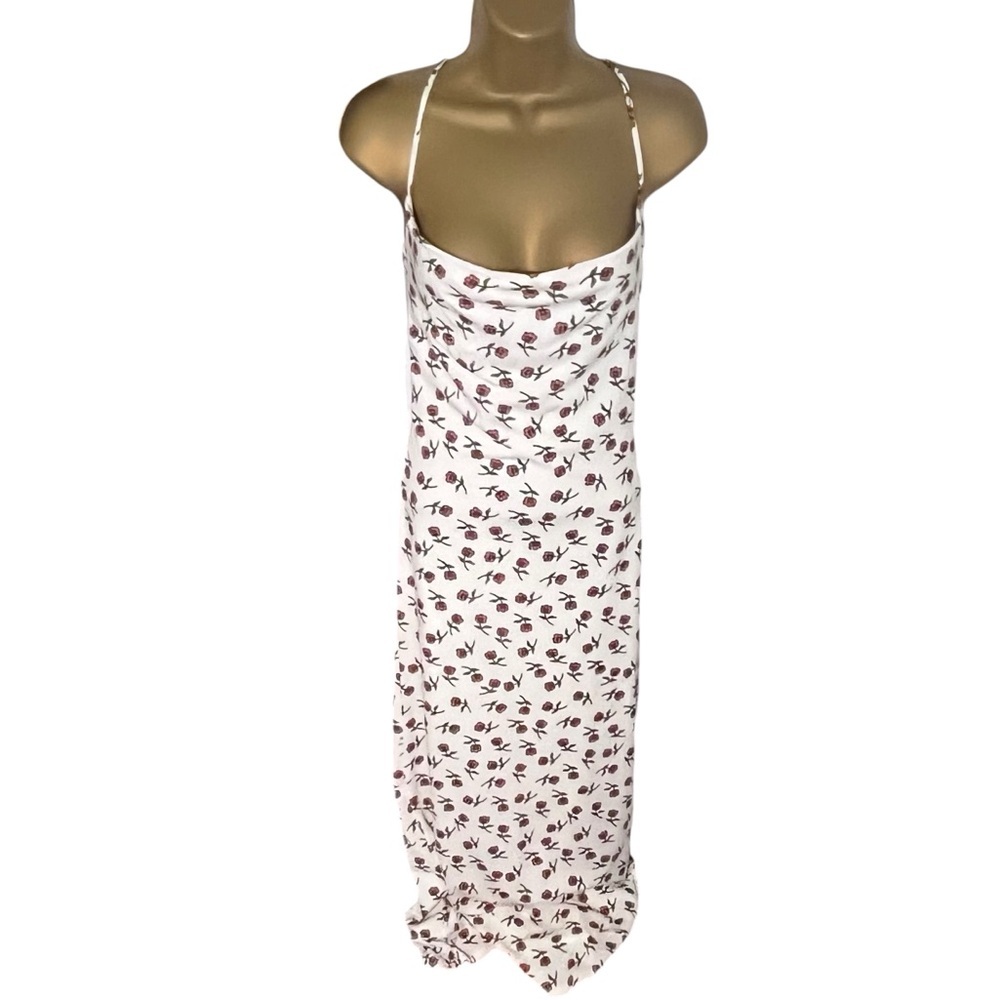 Forever 21 Floral Cowl Neck Slip Dress Open Back Off White S Juniors
